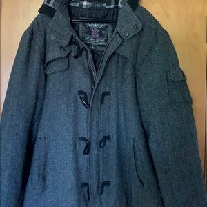 Jacket, black tweed, quilted lining